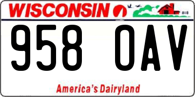 WI license plate 958OAV