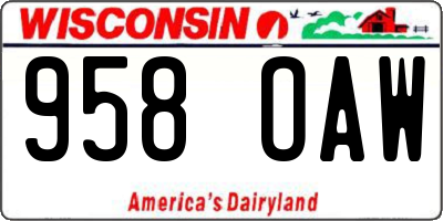WI license plate 958OAW
