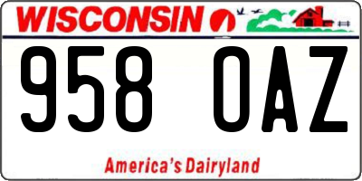 WI license plate 958OAZ