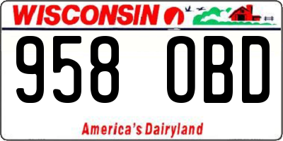 WI license plate 958OBD