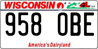 WI license plate 958OBE