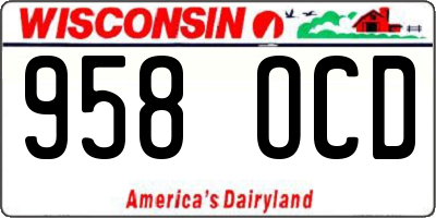 WI license plate 958OCD