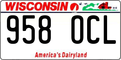 WI license plate 958OCL
