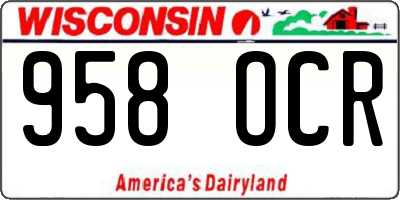 WI license plate 958OCR