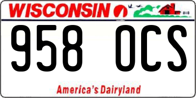 WI license plate 958OCS