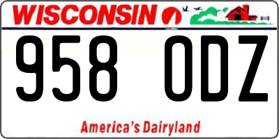 WI license plate 958ODZ