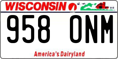 WI license plate 958ONM