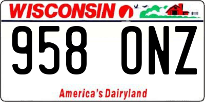 WI license plate 958ONZ