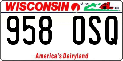 WI license plate 958OSQ