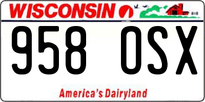 WI license plate 958OSX