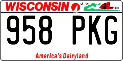 WI license plate 958PKG