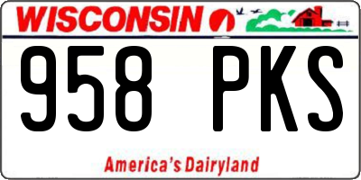 WI license plate 958PKS