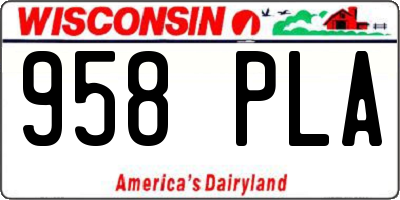 WI license plate 958PLA