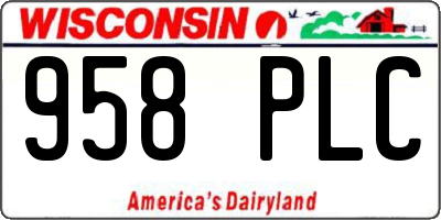 WI license plate 958PLC