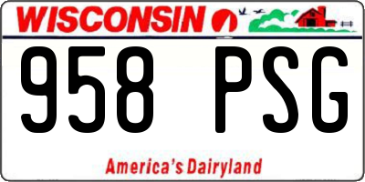 WI license plate 958PSG