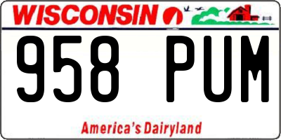 WI license plate 958PUM