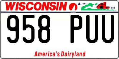 WI license plate 958PUU
