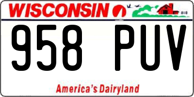 WI license plate 958PUV