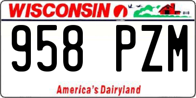 WI license plate 958PZM