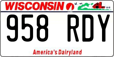 WI license plate 958RDY