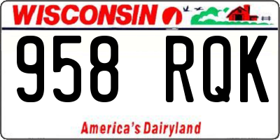 WI license plate 958RQK