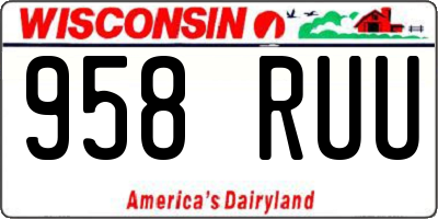 WI license plate 958RUU