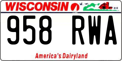 WI license plate 958RWA