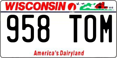 WI license plate 958TOM