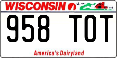WI license plate 958TOT