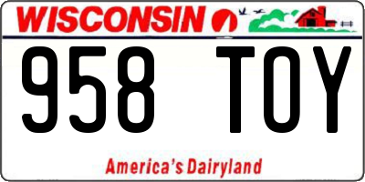 WI license plate 958TOY