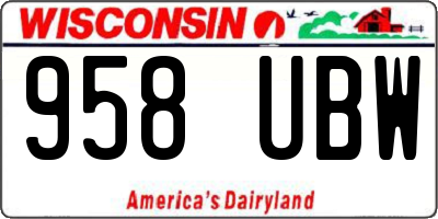 WI license plate 958UBW