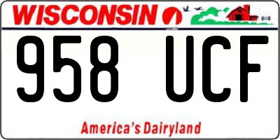 WI license plate 958UCF