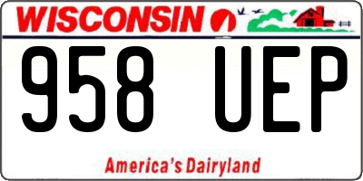 WI license plate 958UEP