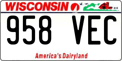 WI license plate 958VEC