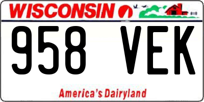 WI license plate 958VEK