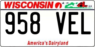 WI license plate 958VEL