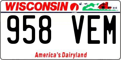 WI license plate 958VEM