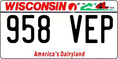 WI license plate 958VEP