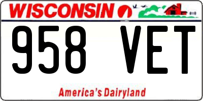 WI license plate 958VET