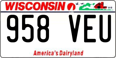 WI license plate 958VEU
