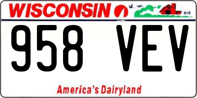 WI license plate 958VEV