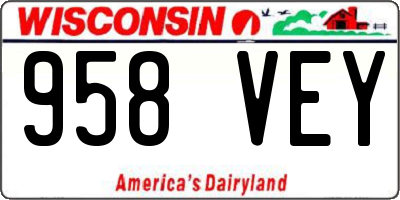 WI license plate 958VEY