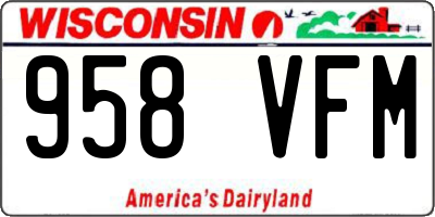 WI license plate 958VFM