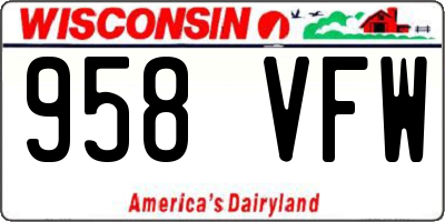 WI license plate 958VFW