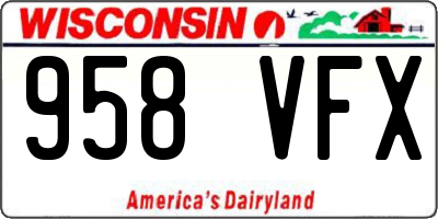 WI license plate 958VFX