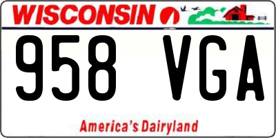 WI license plate 958VGA