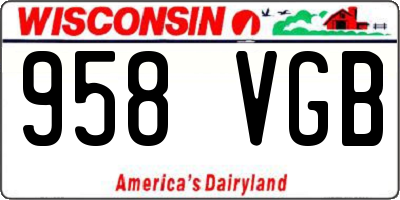 WI license plate 958VGB