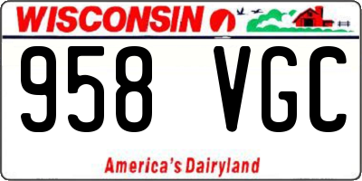 WI license plate 958VGC