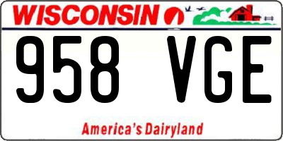 WI license plate 958VGE