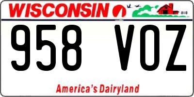 WI license plate 958VOZ